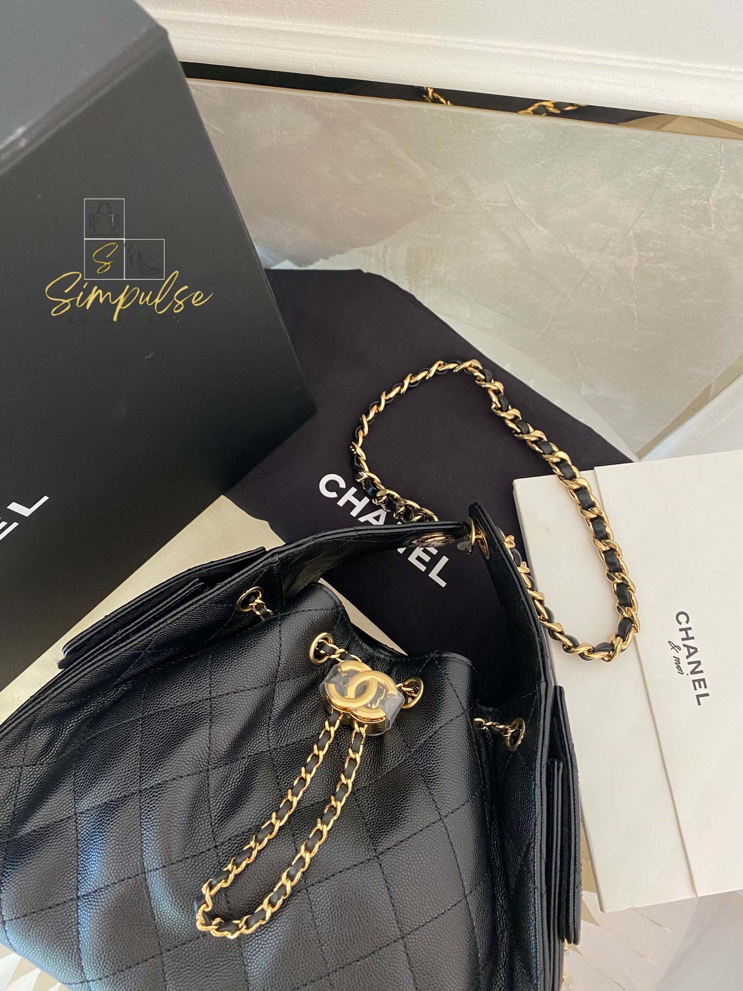 CHANEL C25 SMALL BLACK CAVIAR GHW