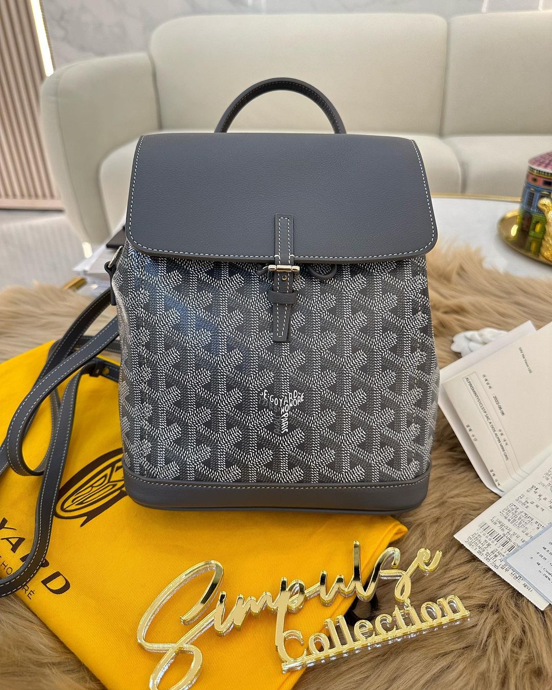 G Alpin Mini Backpack, Rucksuck Bag Grey Leather Crossbody