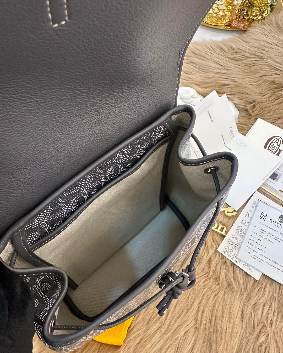G Alpin Mini Backpack, Rucksuck Bag Grey Leather Crossbody