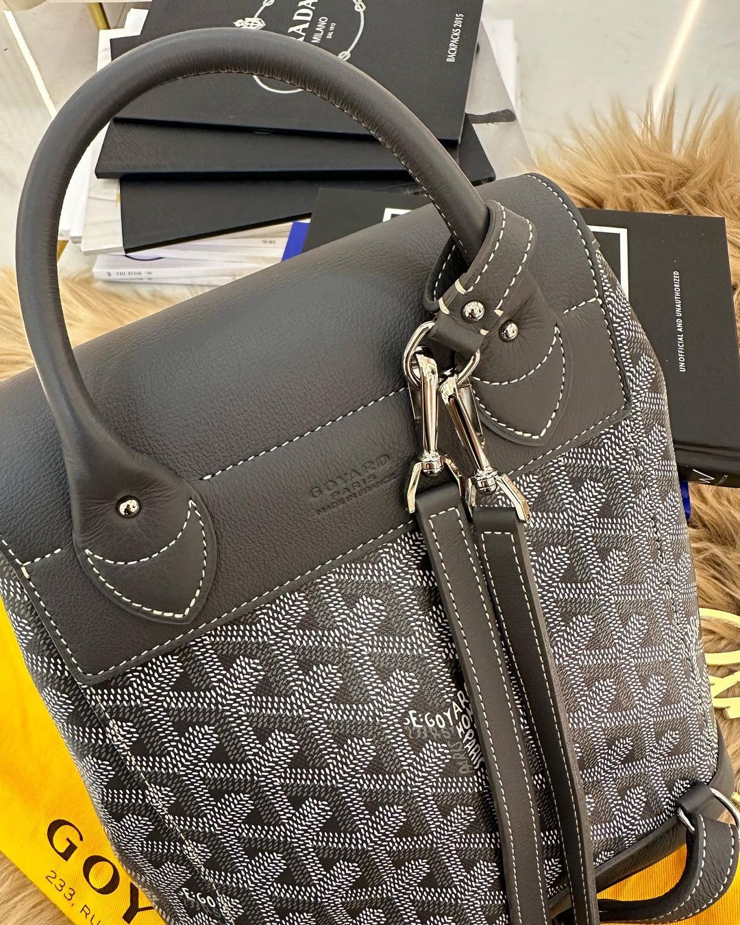 G Alpin Mini Backpack, Rucksuck Bag Grey Leather Crossbody