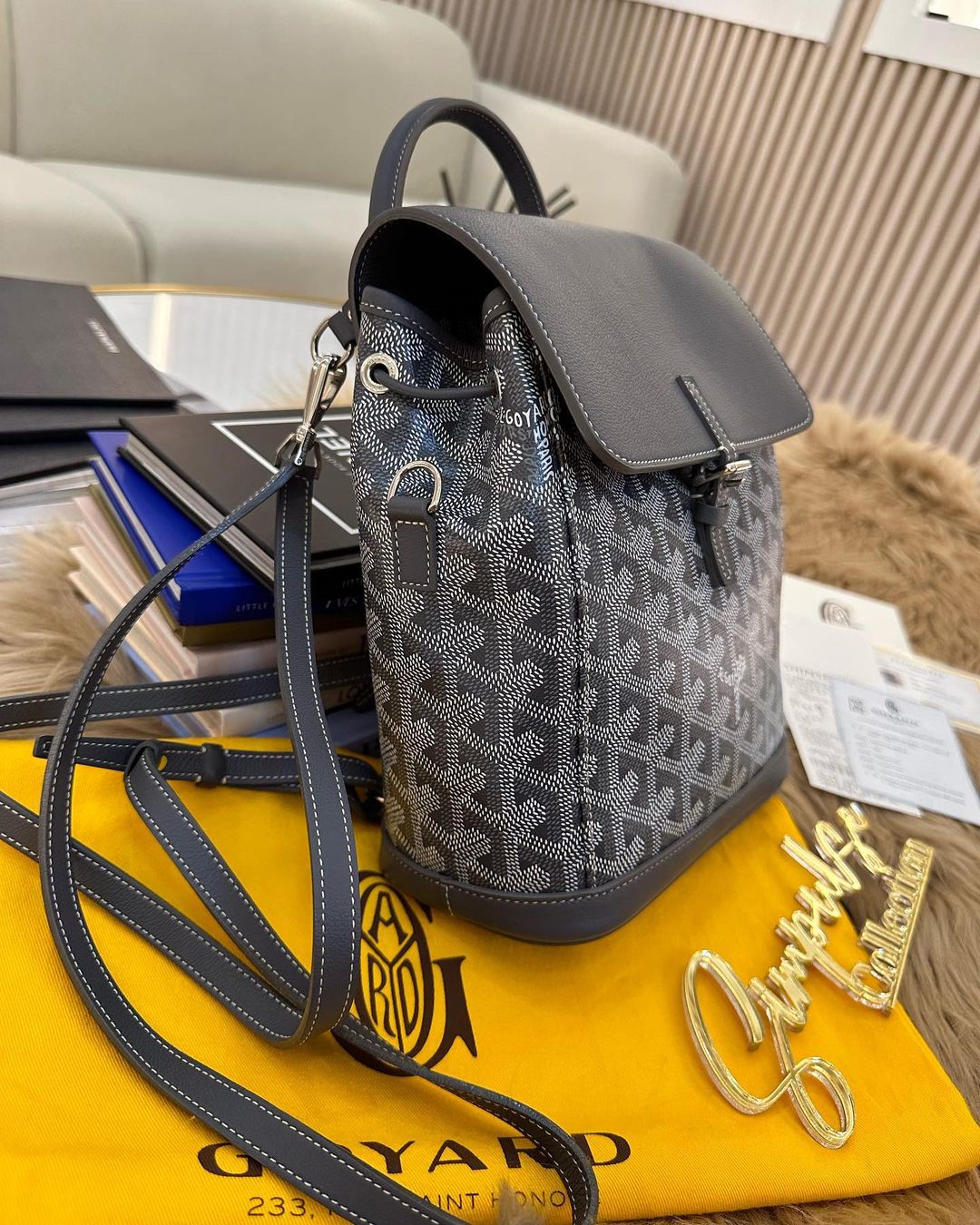 G Alpin Mini Backpack, Rucksuck Bag Grey Leather Crossbody