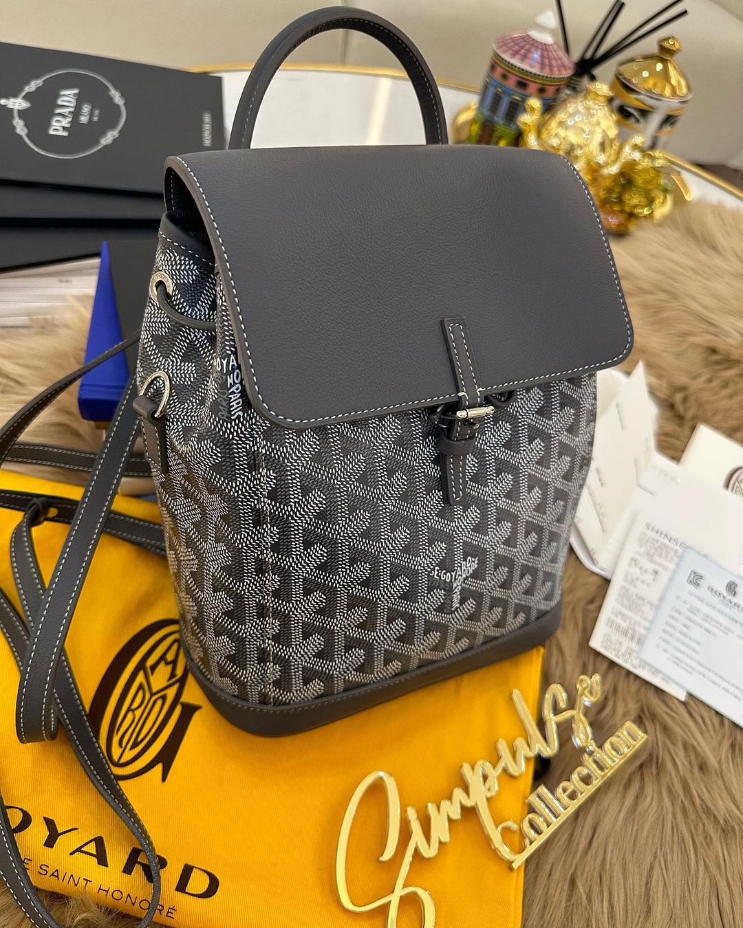 G Alpin Mini Backpack, Rucksuck Bag Grey Leather Crossbody