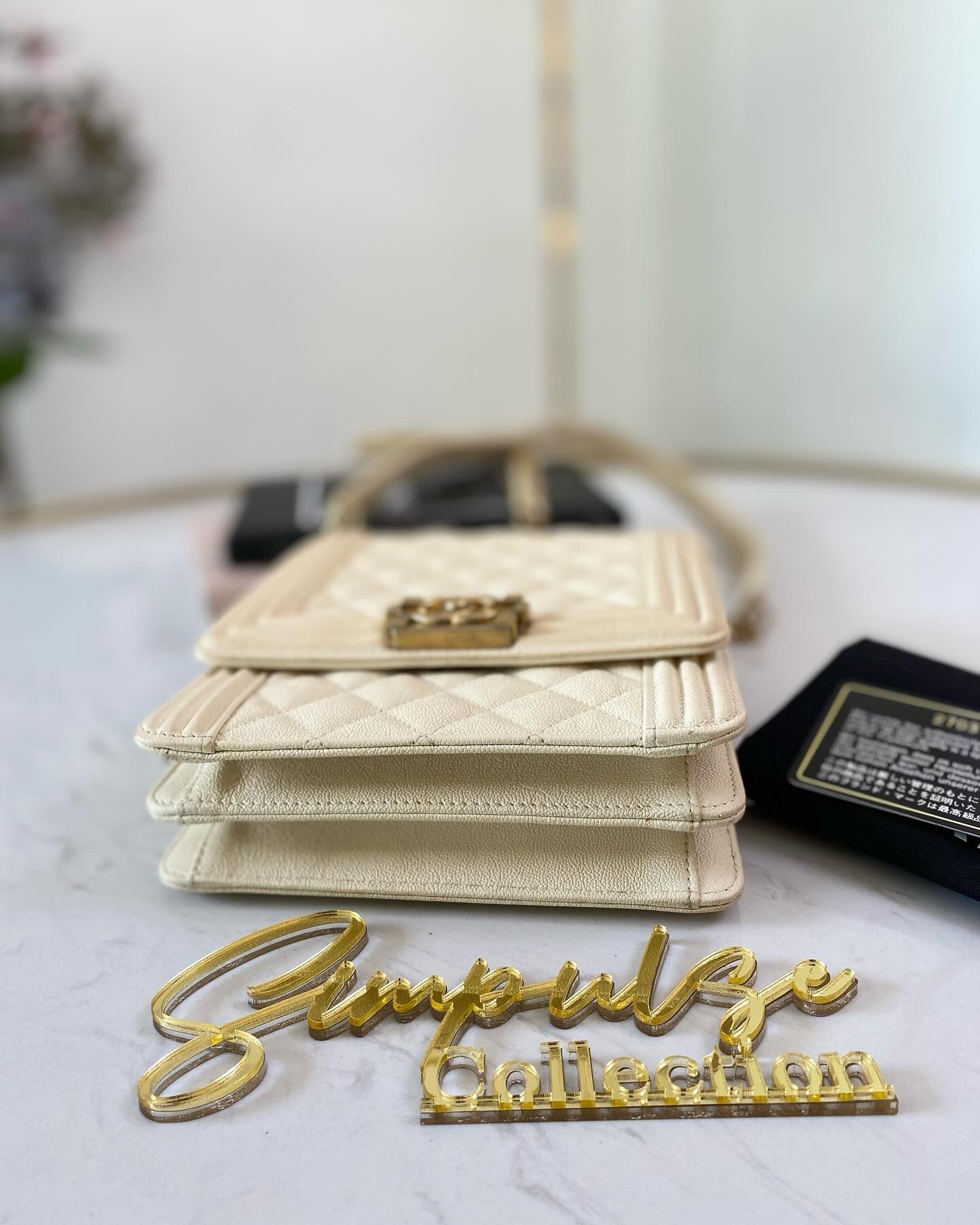 Chanel North South Boy Flap Caviar Offwhite Leather GHW