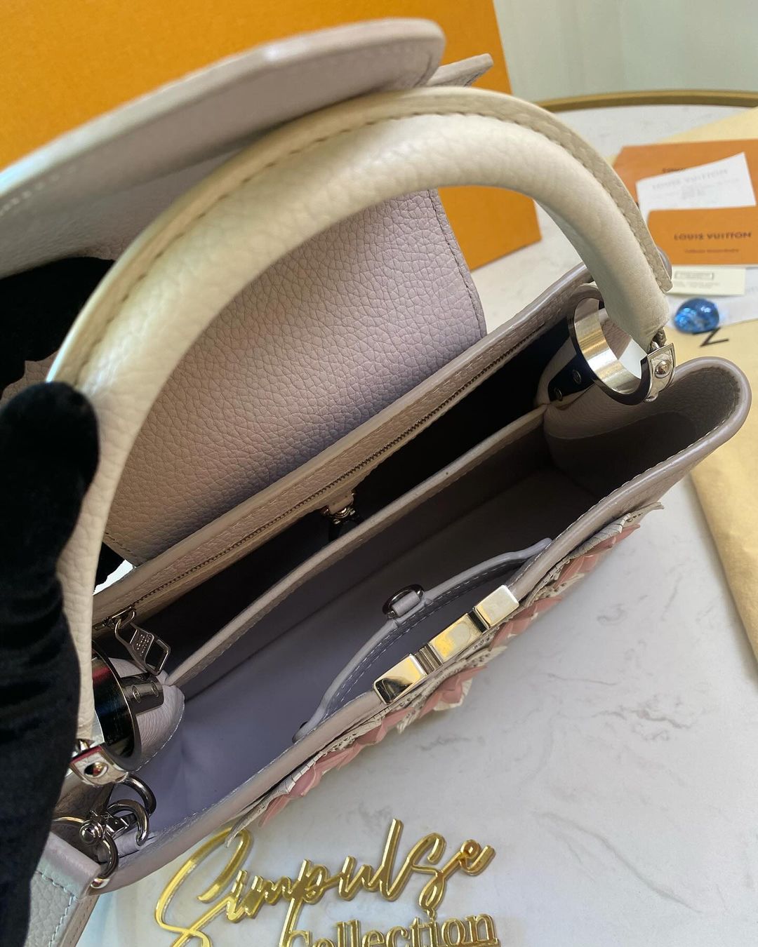 Louis Vuitton Capuccine Limited Edition Leather w/ Applique Pm