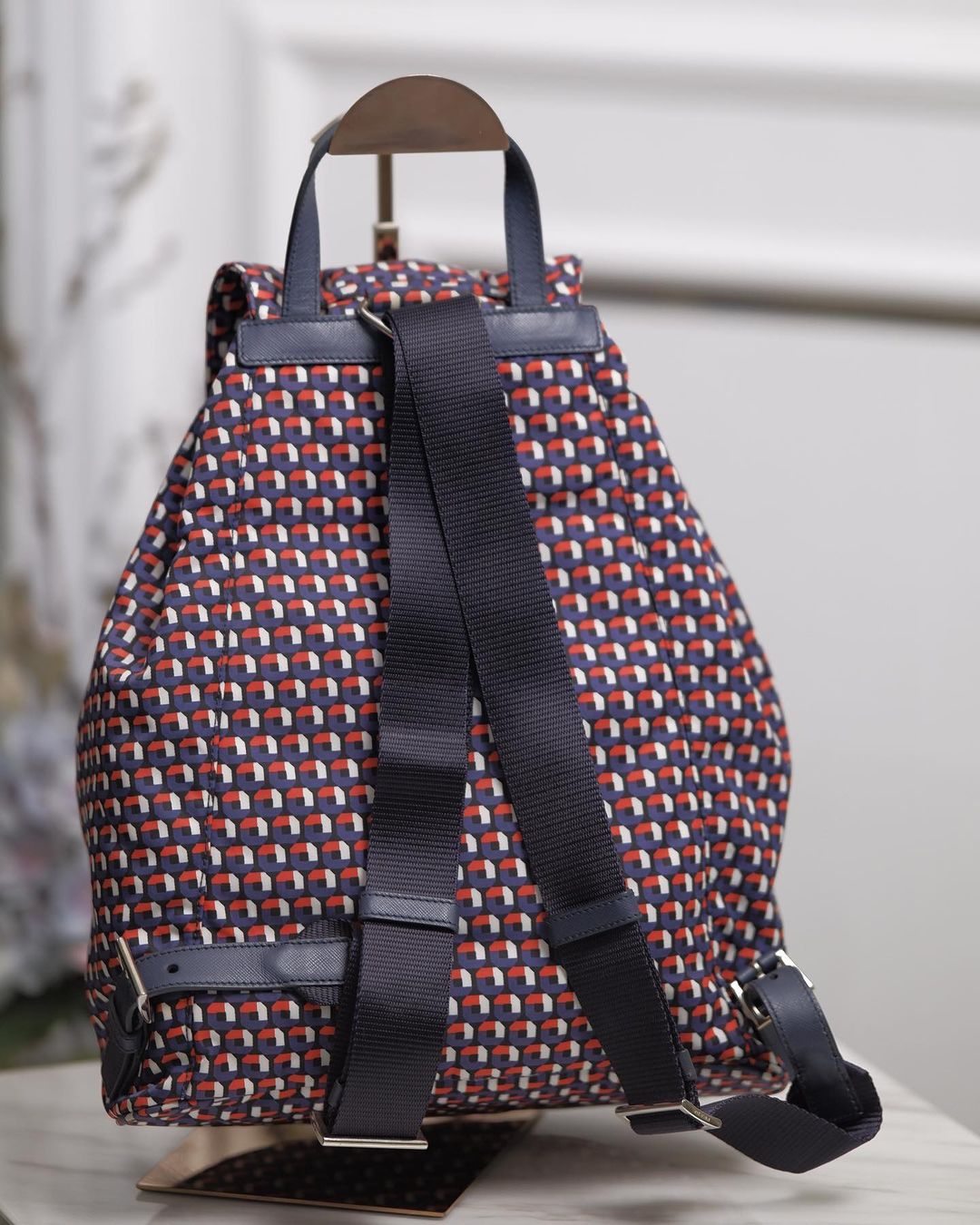 P Tessuto Stampato Drawstring Backpack Rosso Red