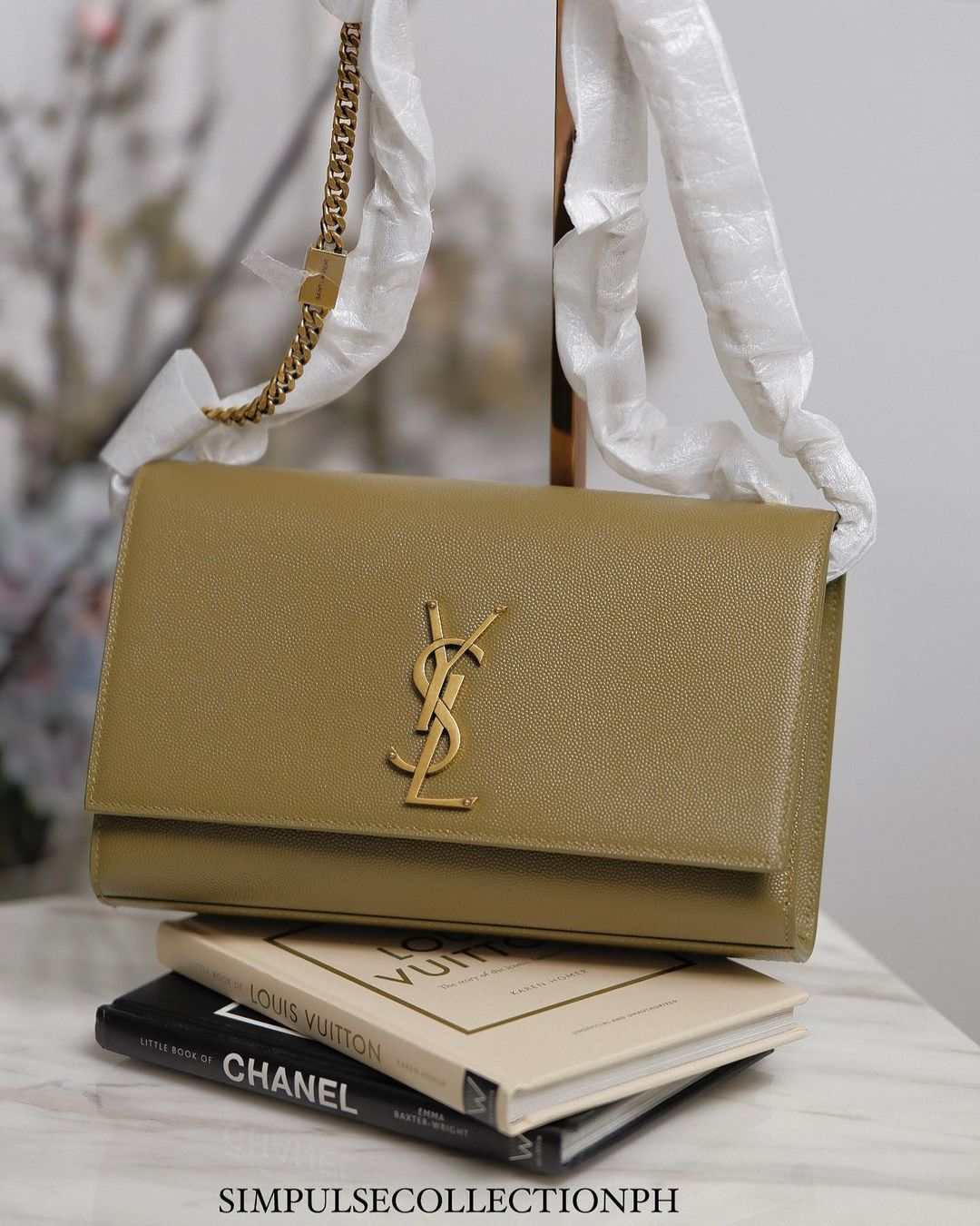 Yves Saint Laurent Kate Olive Green GHW Medium In Tanned Leather