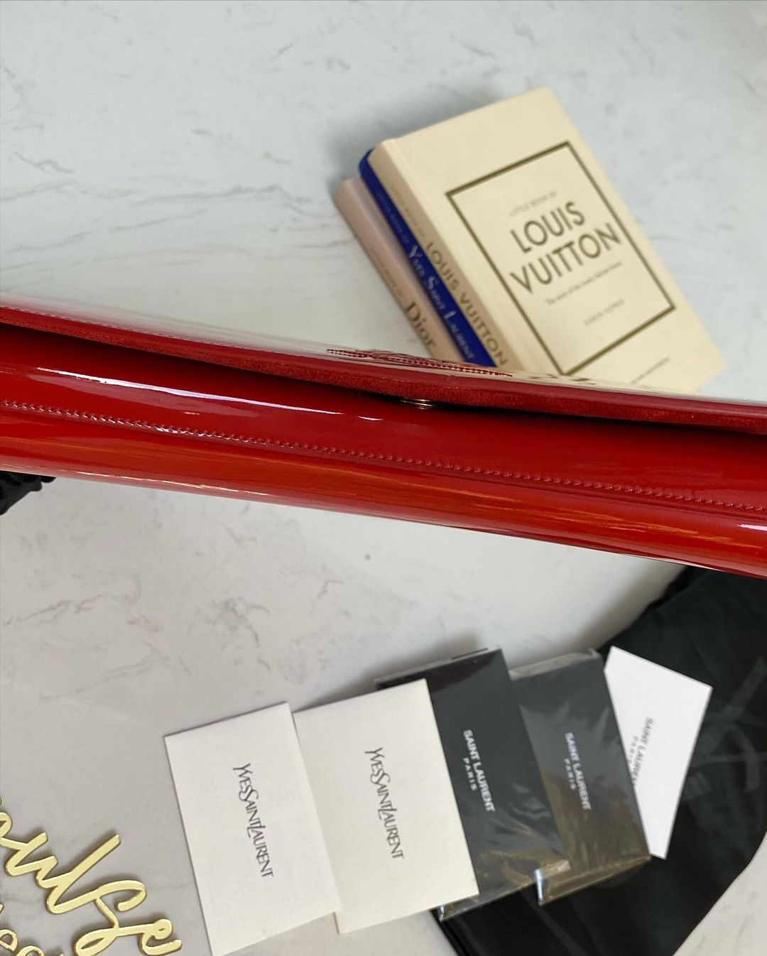 Yves Saint Laurent Red Patent Clutch