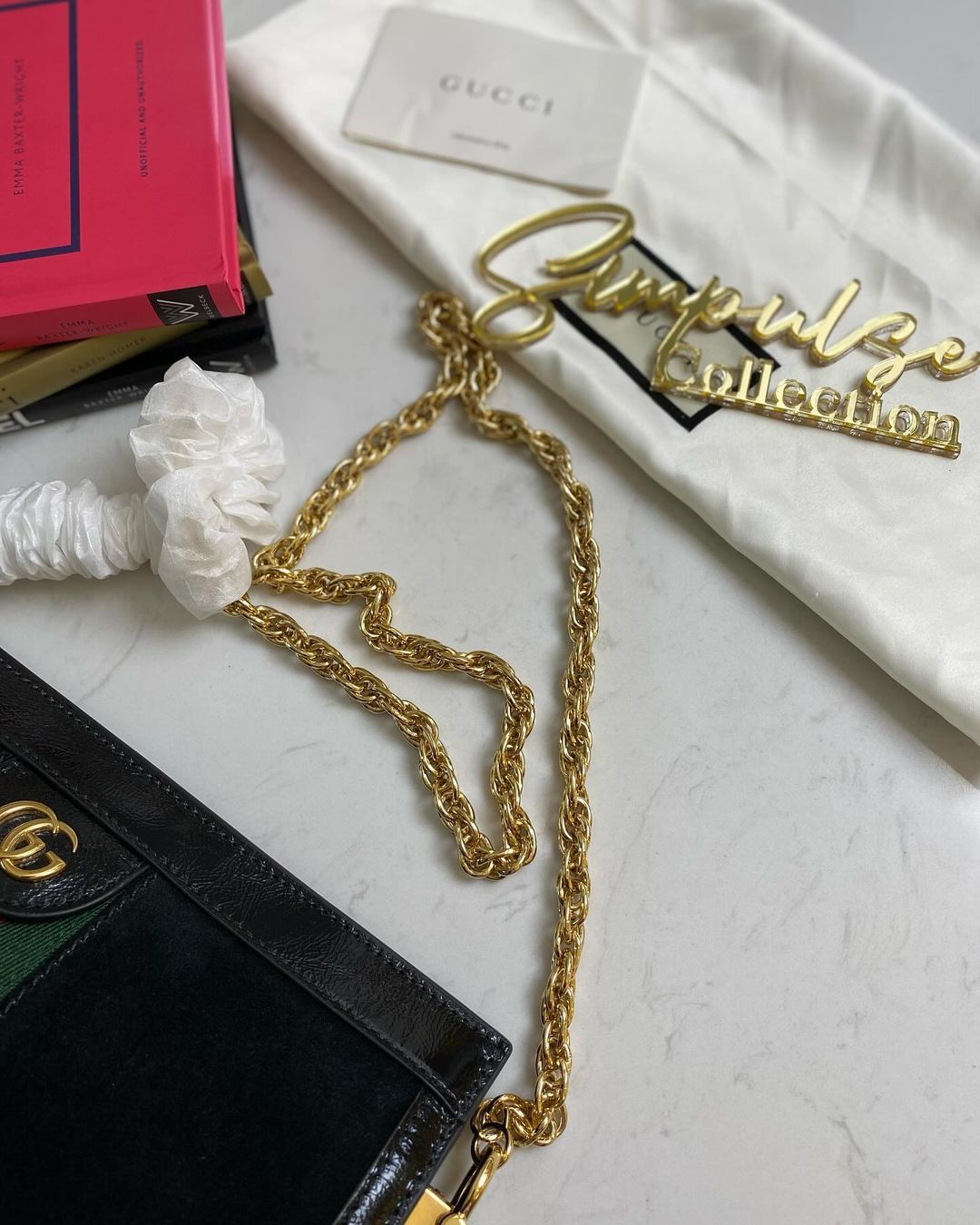 Gucci Ophidia Black Suede Chain