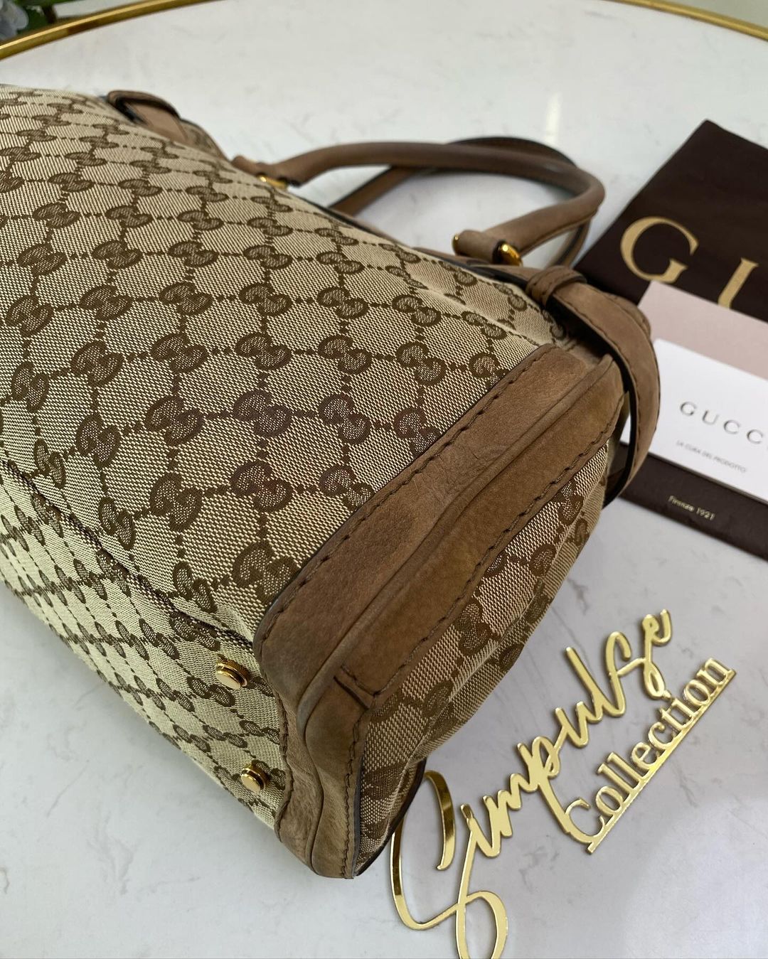 Gucci Supreme Ebony Canvas Nubuck Running Tote