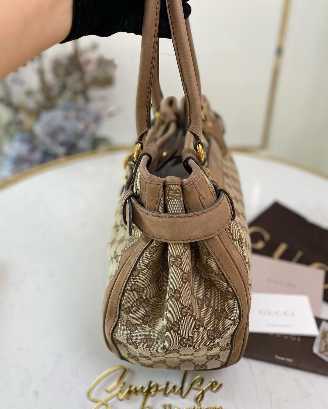 Gucci Supreme Ebony Canvas Nubuck Running Tote