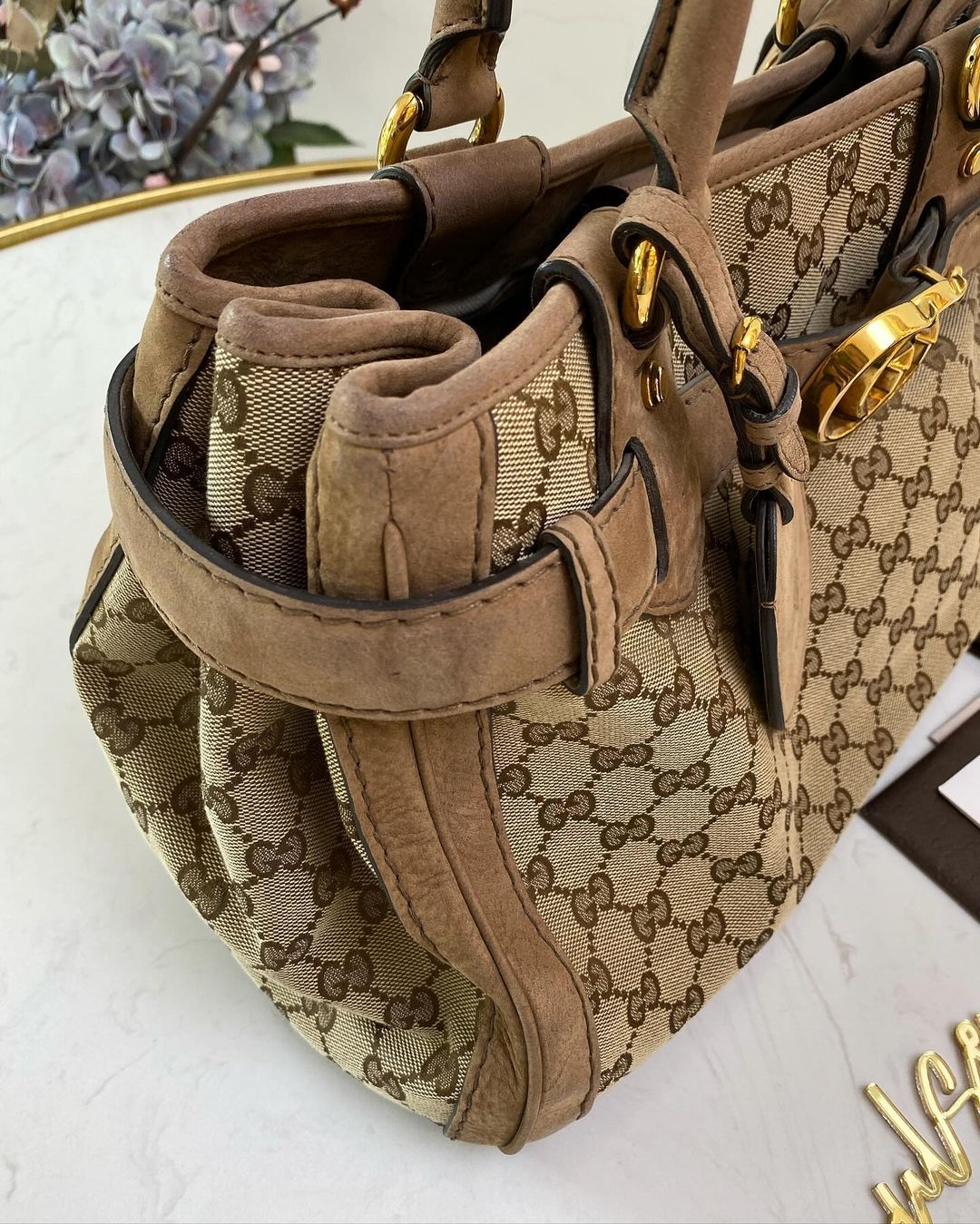 Gucci Supreme Ebony Canvas Nubuck Running Tote