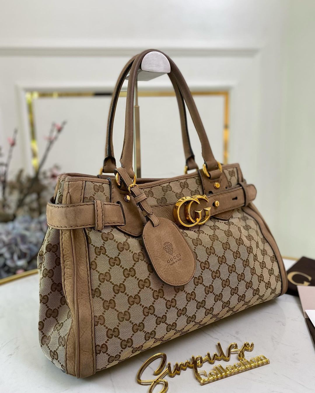 Gucci Supreme Ebony Canvas Nubuck Running Tote