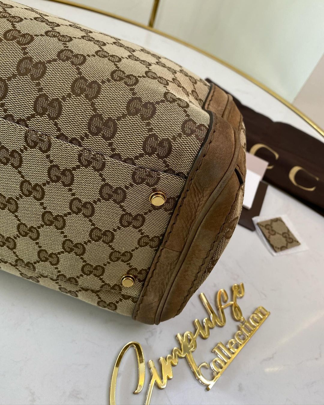 Gucci Supreme Ebony Canvas Nubuck Running Tote