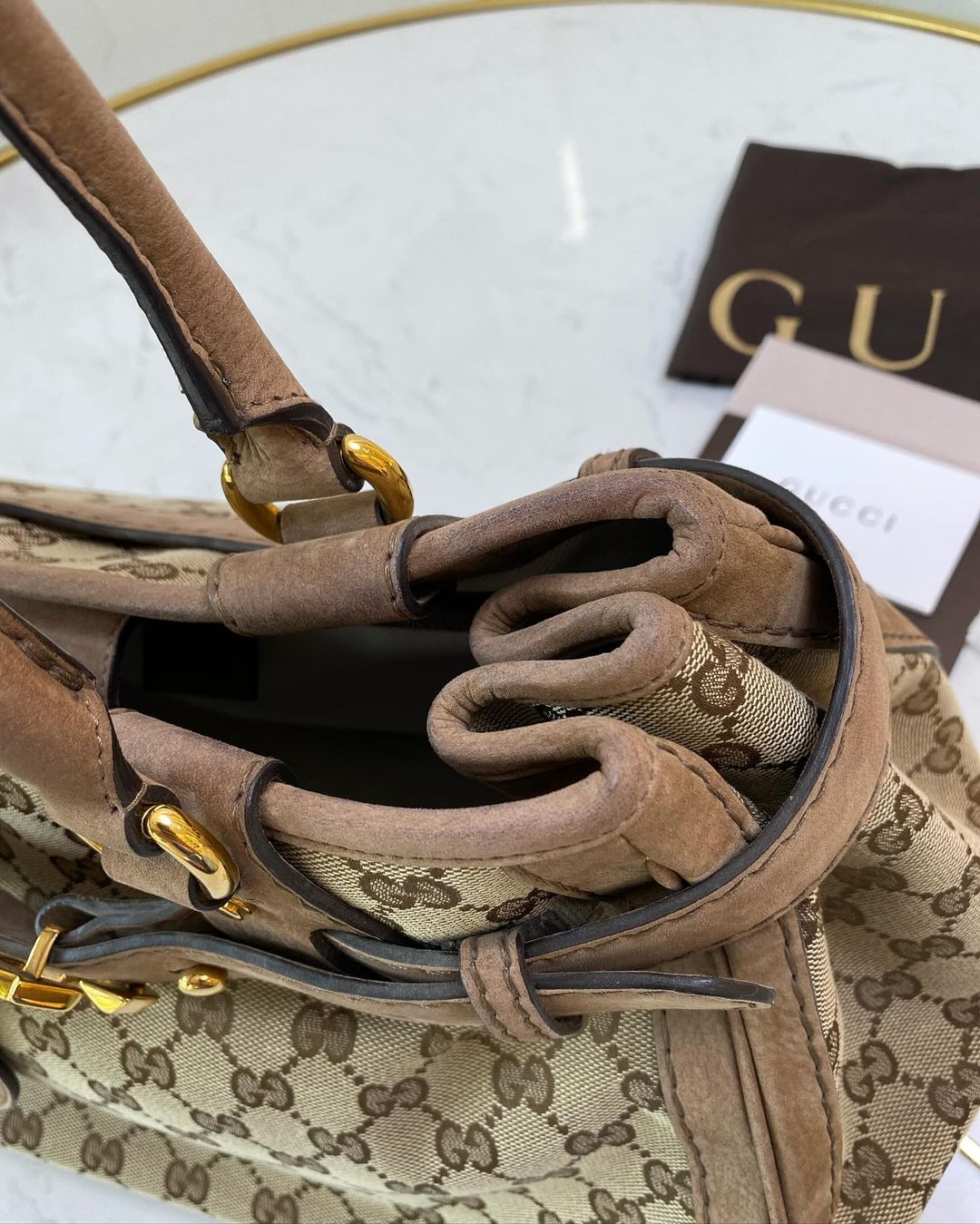 Gucci Supreme Ebony Canvas Nubuck Running Tote