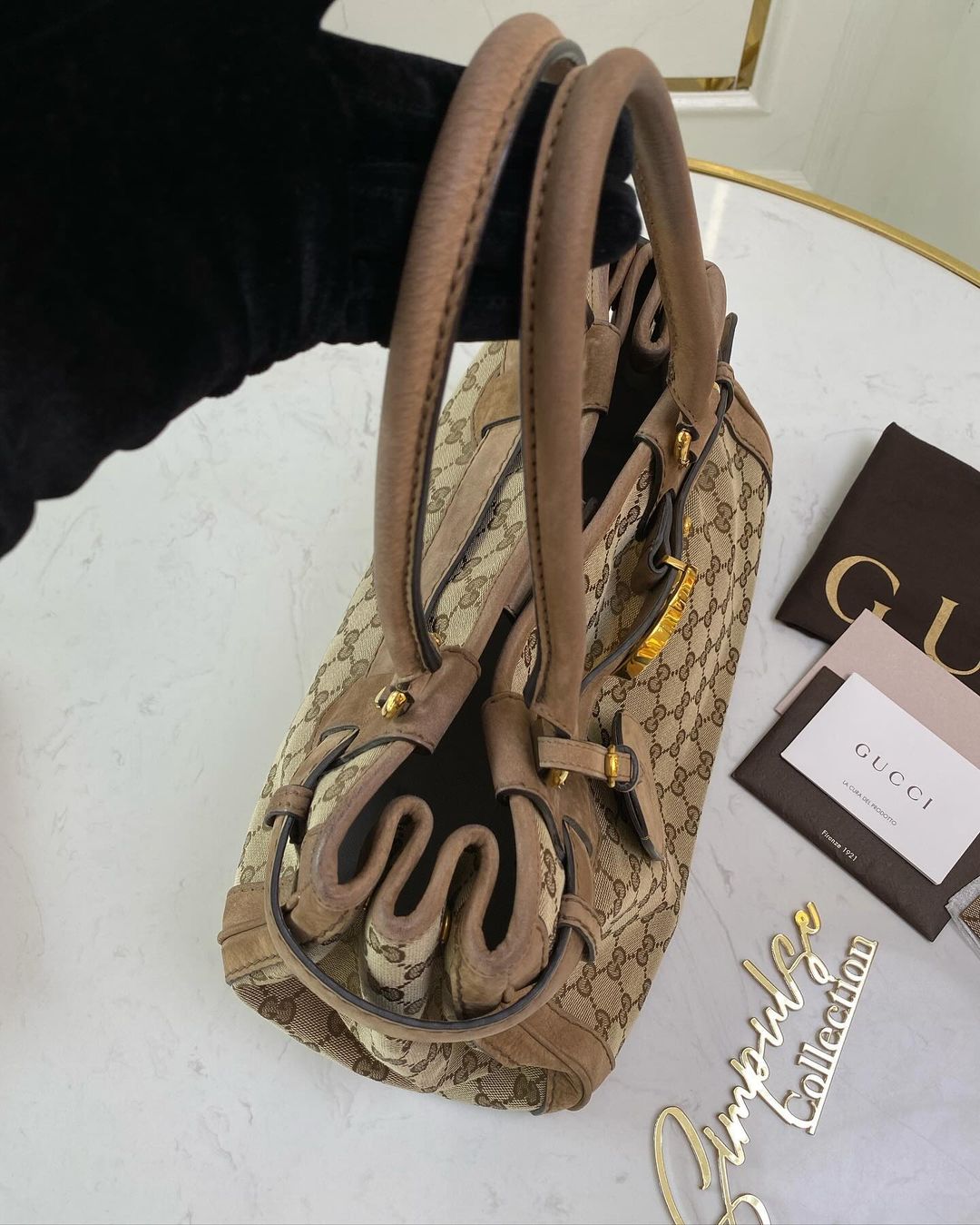 Gucci Supreme Ebony Canvas Nubuck Running Tote