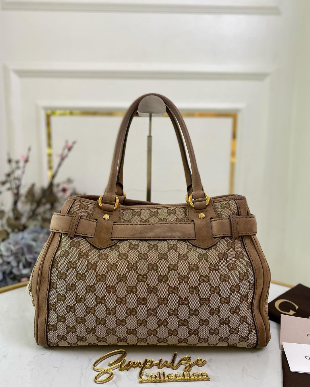 Gucci Supreme Ebony Canvas Nubuck Running Tote