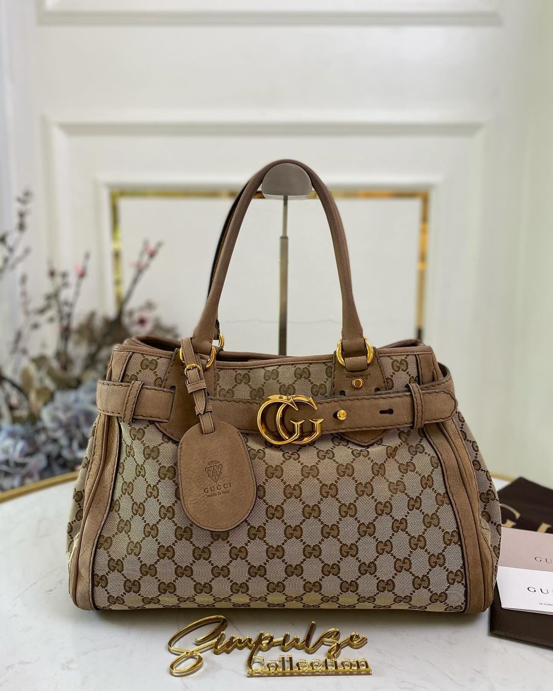 Gucci Supreme Ebony Canvas Nubuck Running Tote