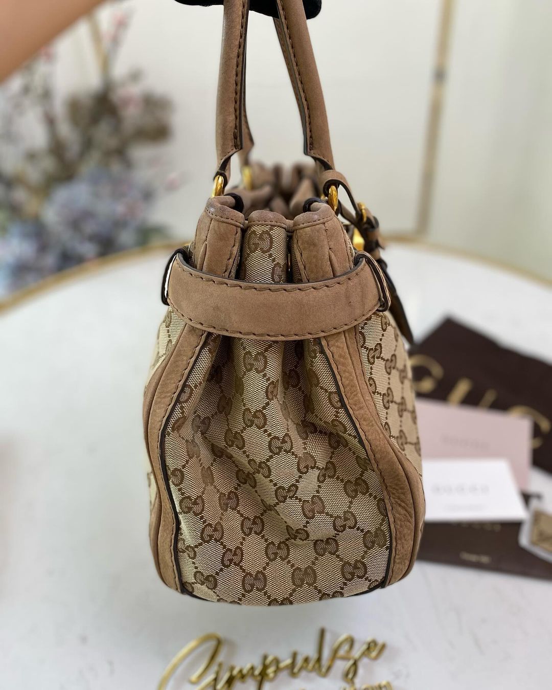 Gucci Supreme Ebony Canvas Nubuck Running Tote