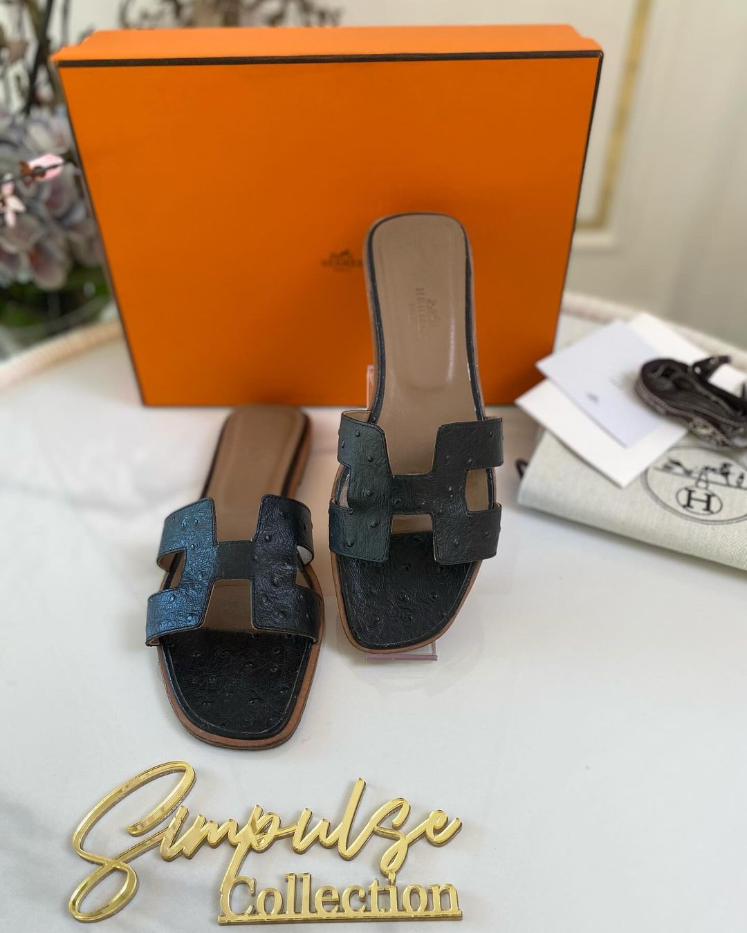 H Oran Black Ostrich