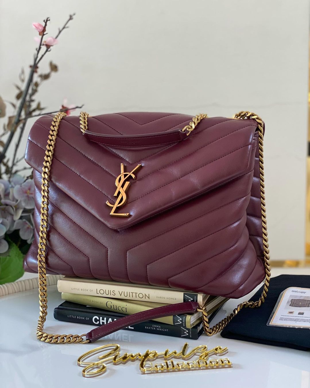 Yves Saint Laurent Lou Medium Quilted Burgundy