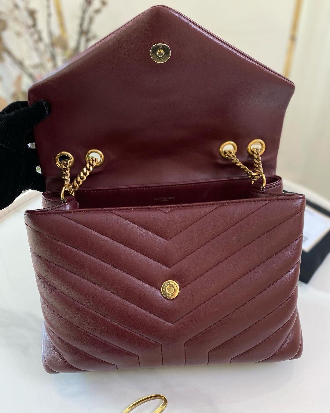 Yves Saint Laurent Lou Medium Quilted Burgundy