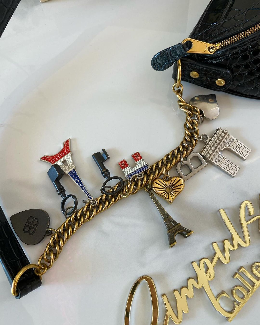 Balenciaga Souvenir Embossed Patent Leather Belt Bag