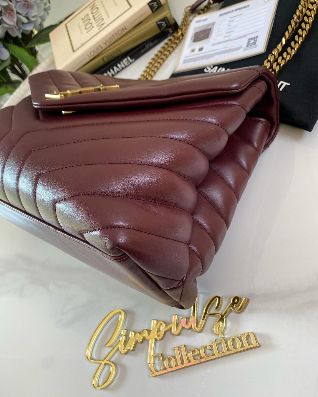 Yves Saint Laurent Lou Medium Quilted Burgundy