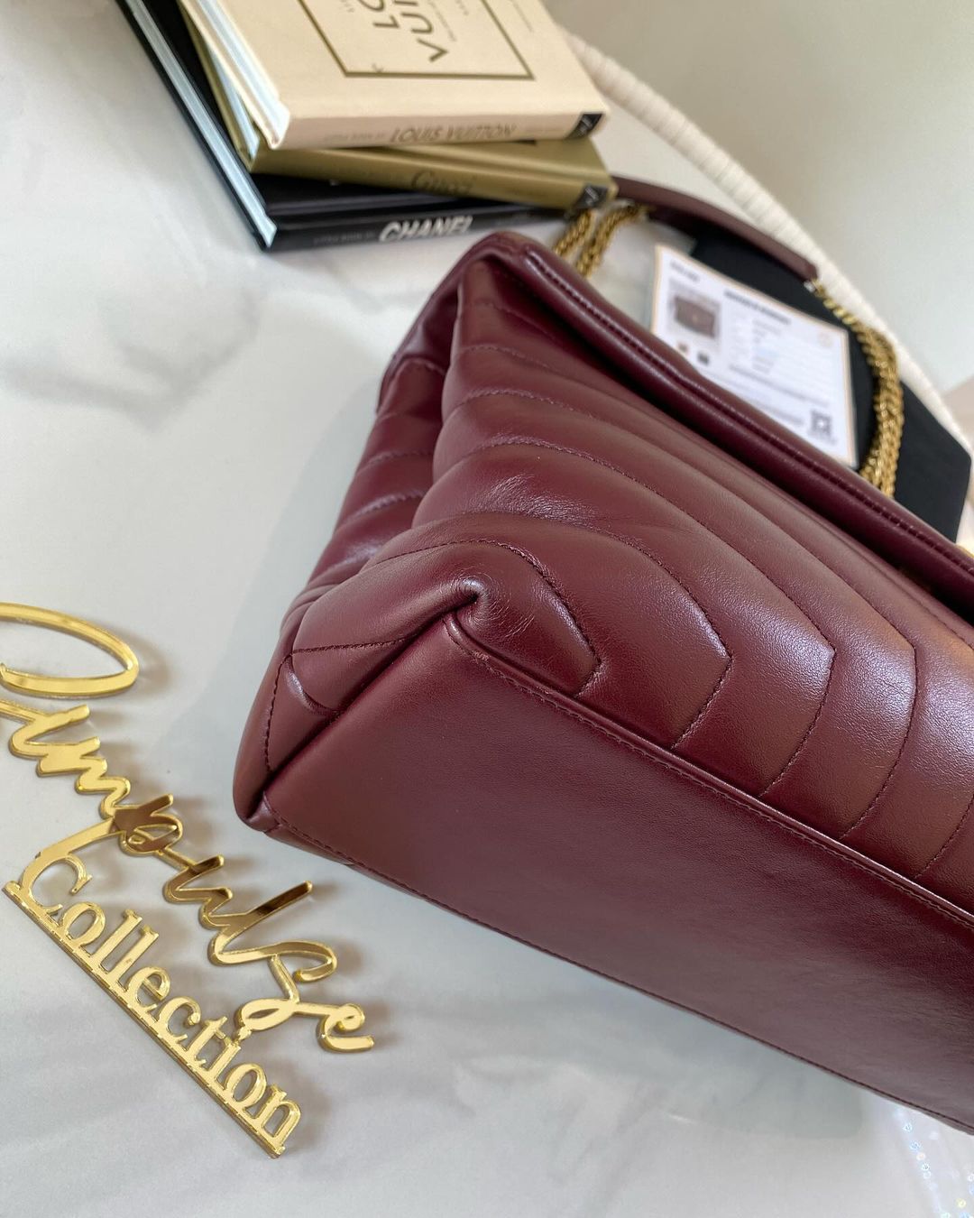 Yves Saint Laurent Lou Medium Quilted Burgundy