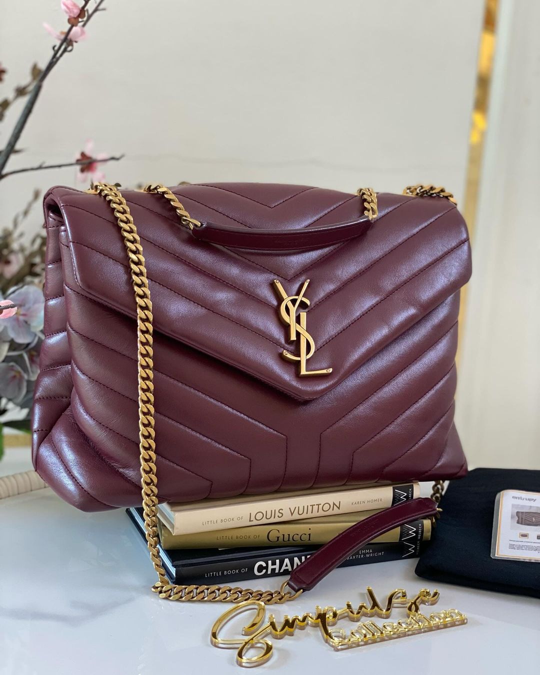 Yves Saint Laurent Lou Medium Quilted Burgundy