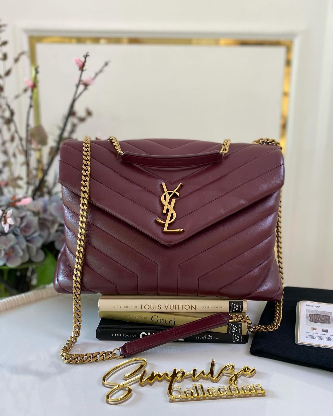 Yves Saint Laurent Lou Medium Quilted Burgundy