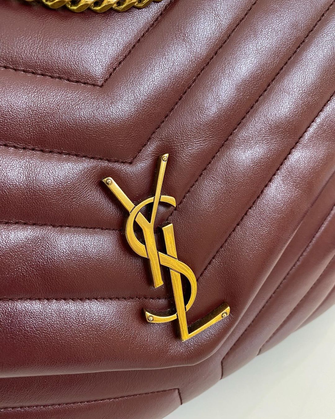 Yves Saint Laurent Lou Medium Quilted Burgundy