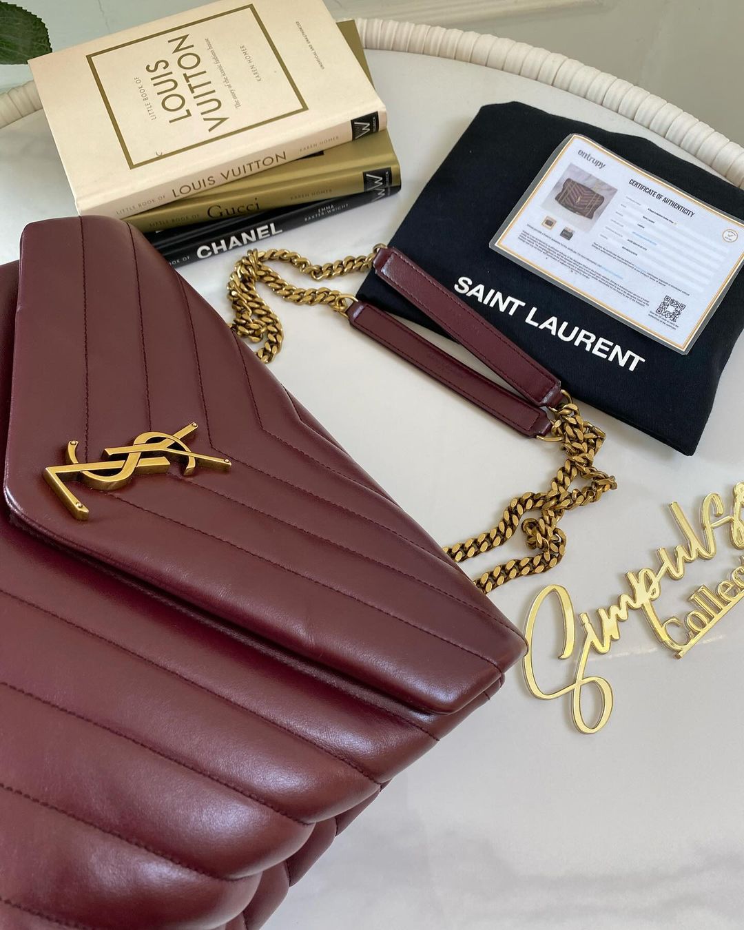 Yves Saint Laurent Lou Medium Quilted Burgundy