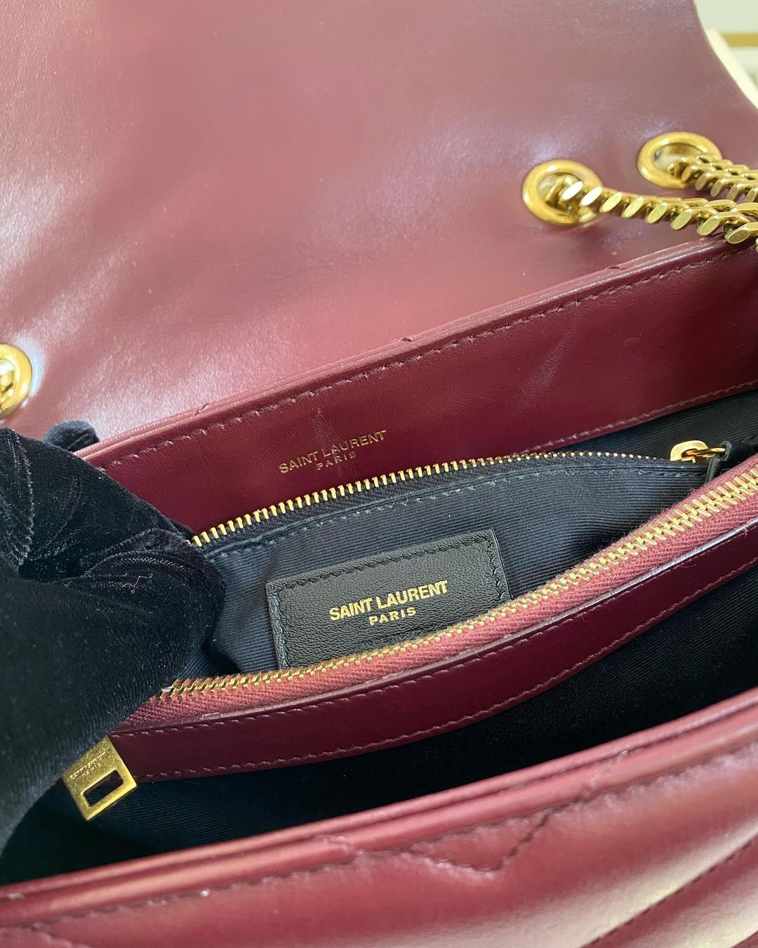 Yves Saint Laurent Lou Medium Quilted Burgundy