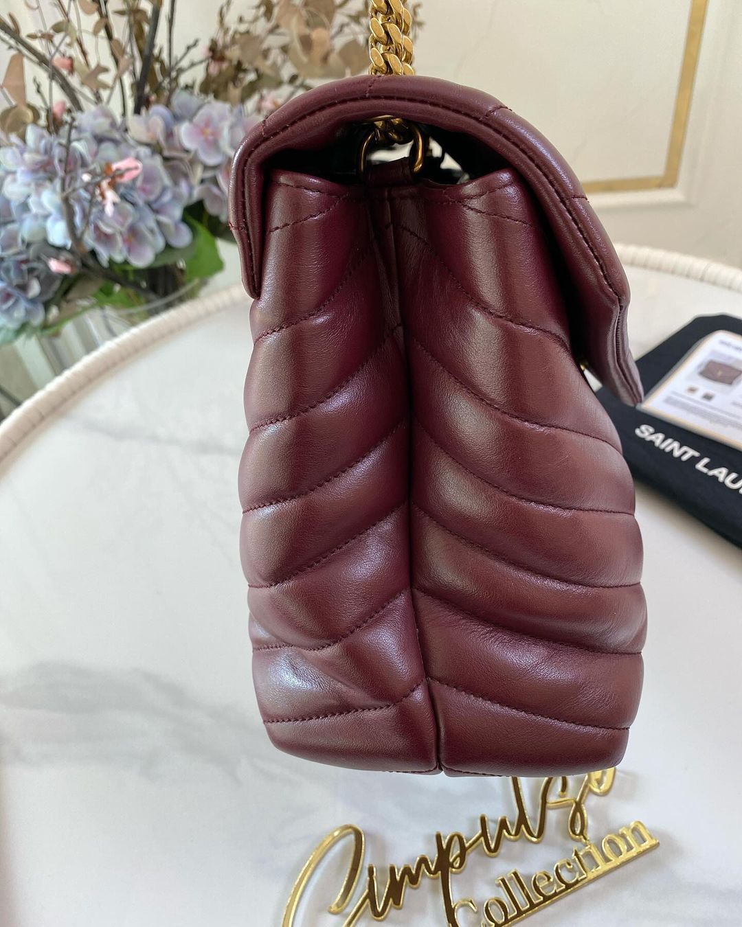 Yves Saint Laurent Lou Medium Quilted Burgundy