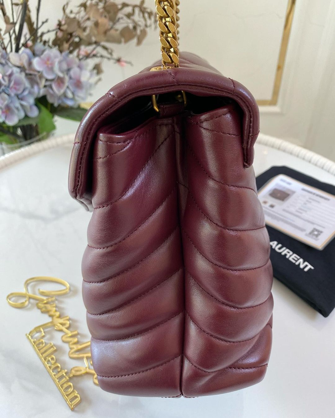 Yves Saint Laurent Lou Medium Quilted Burgundy