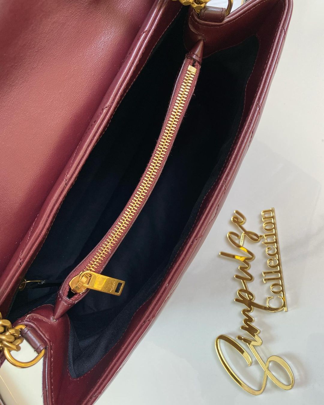 Yves Saint Laurent Lou Medium Quilted Burgundy