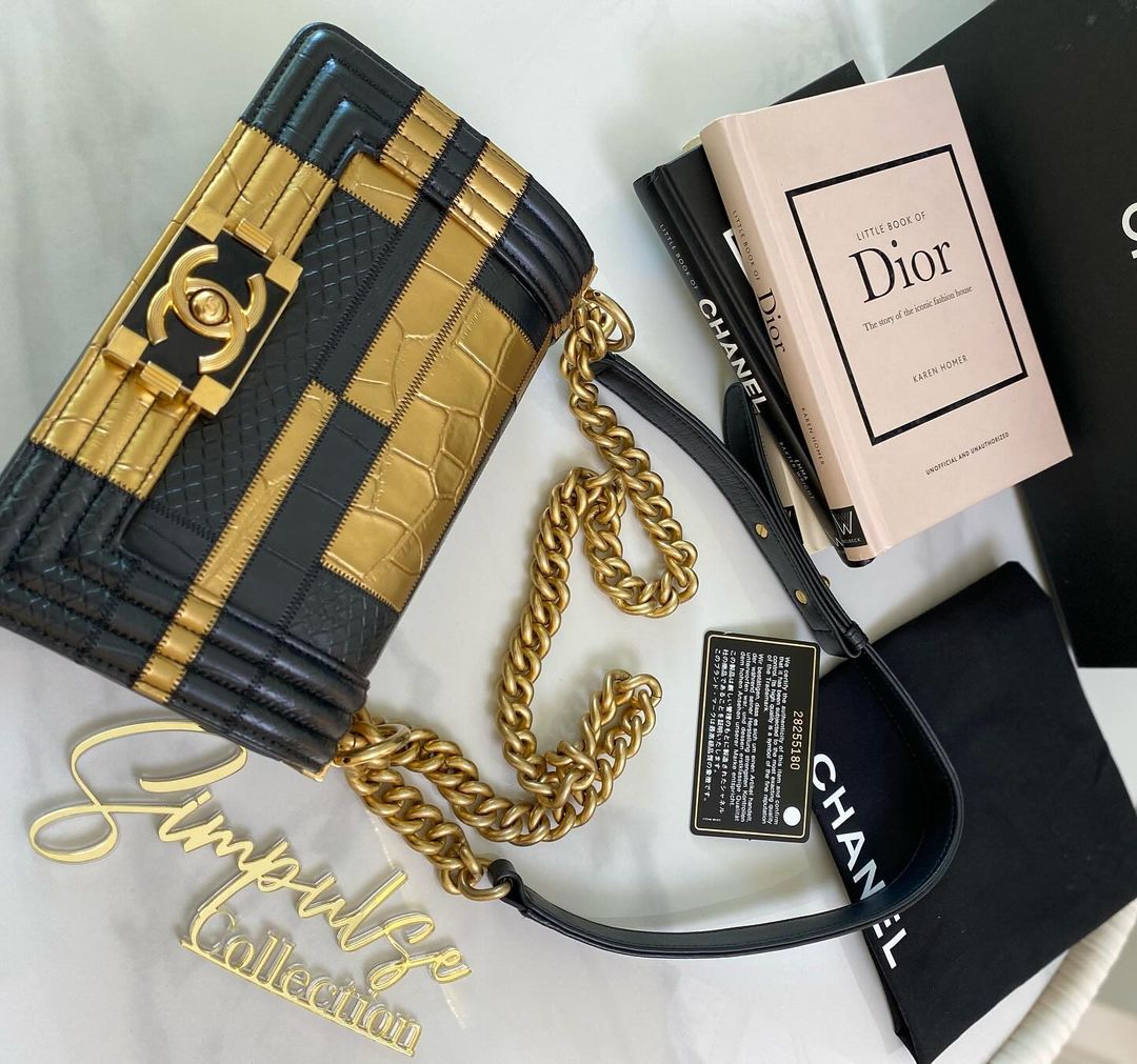 Chanel Small Boy Flap Bag Crocodile Python Embossed Calfskin