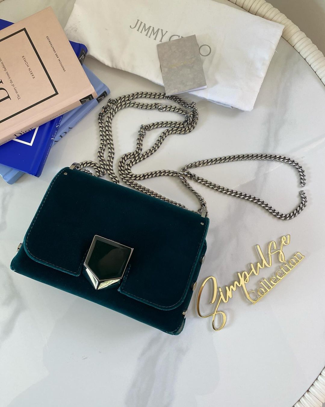 JC Lockett Petite Stud Velvet Crossbody Bag