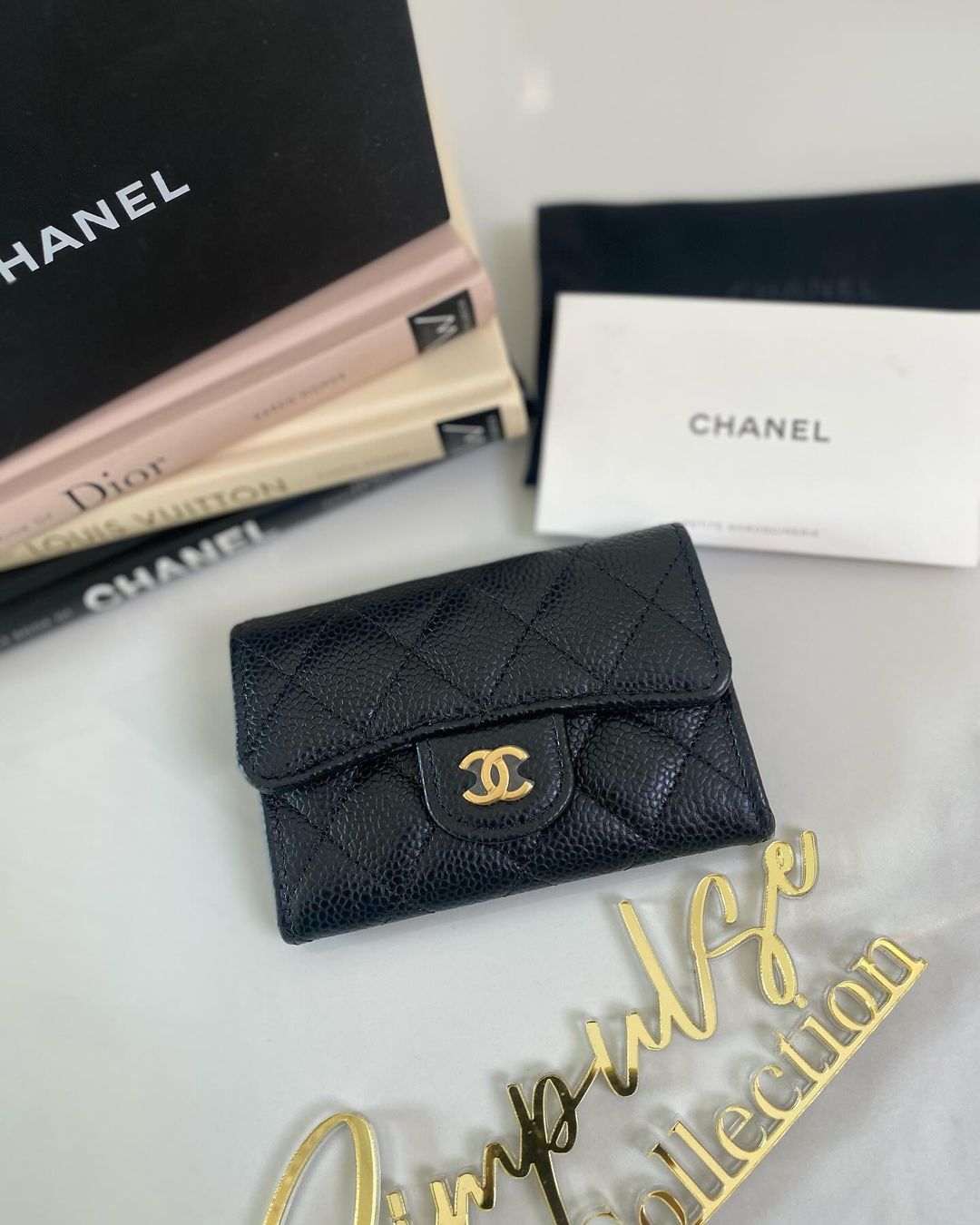 C Caviar Flap Cardholder