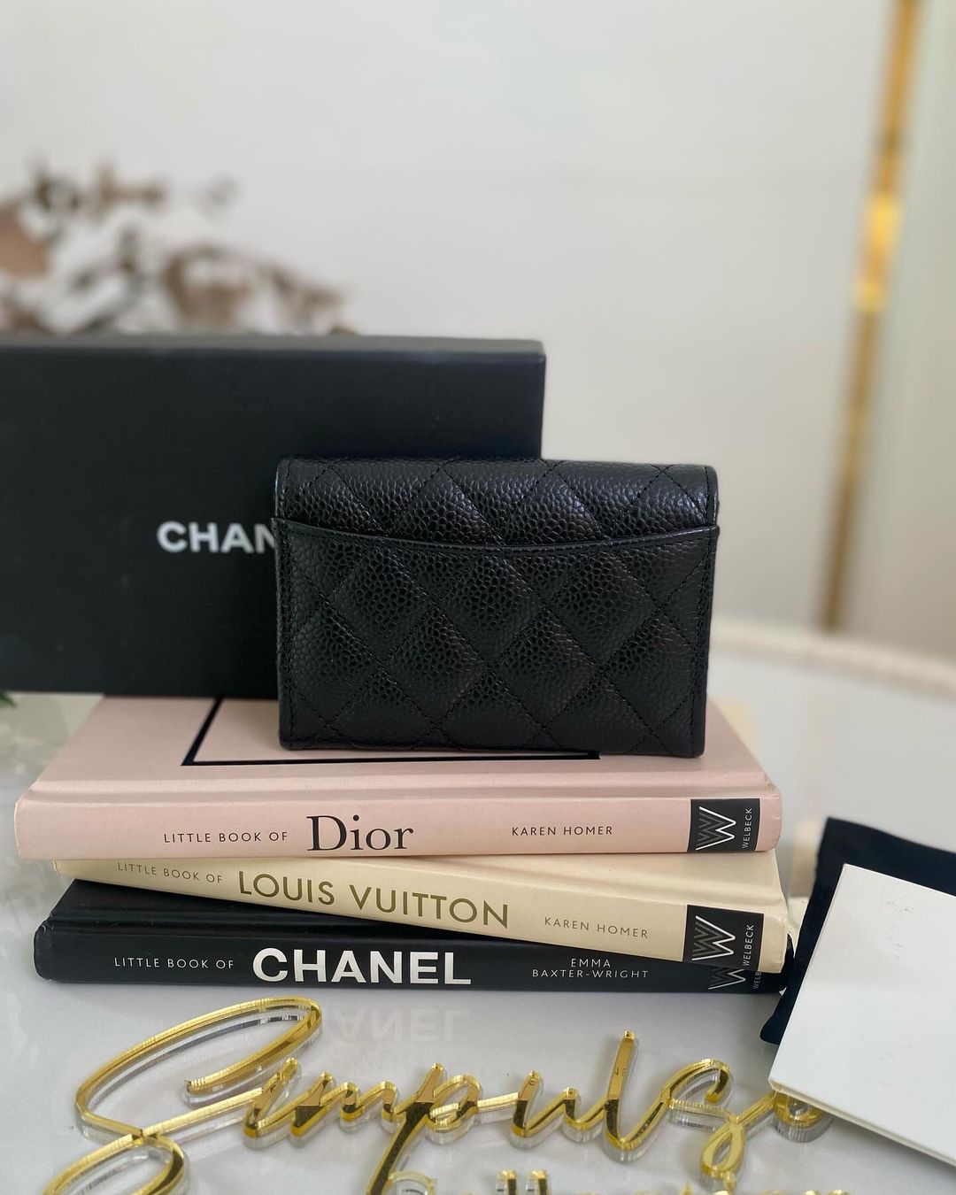 C Caviar Flap Cardholder