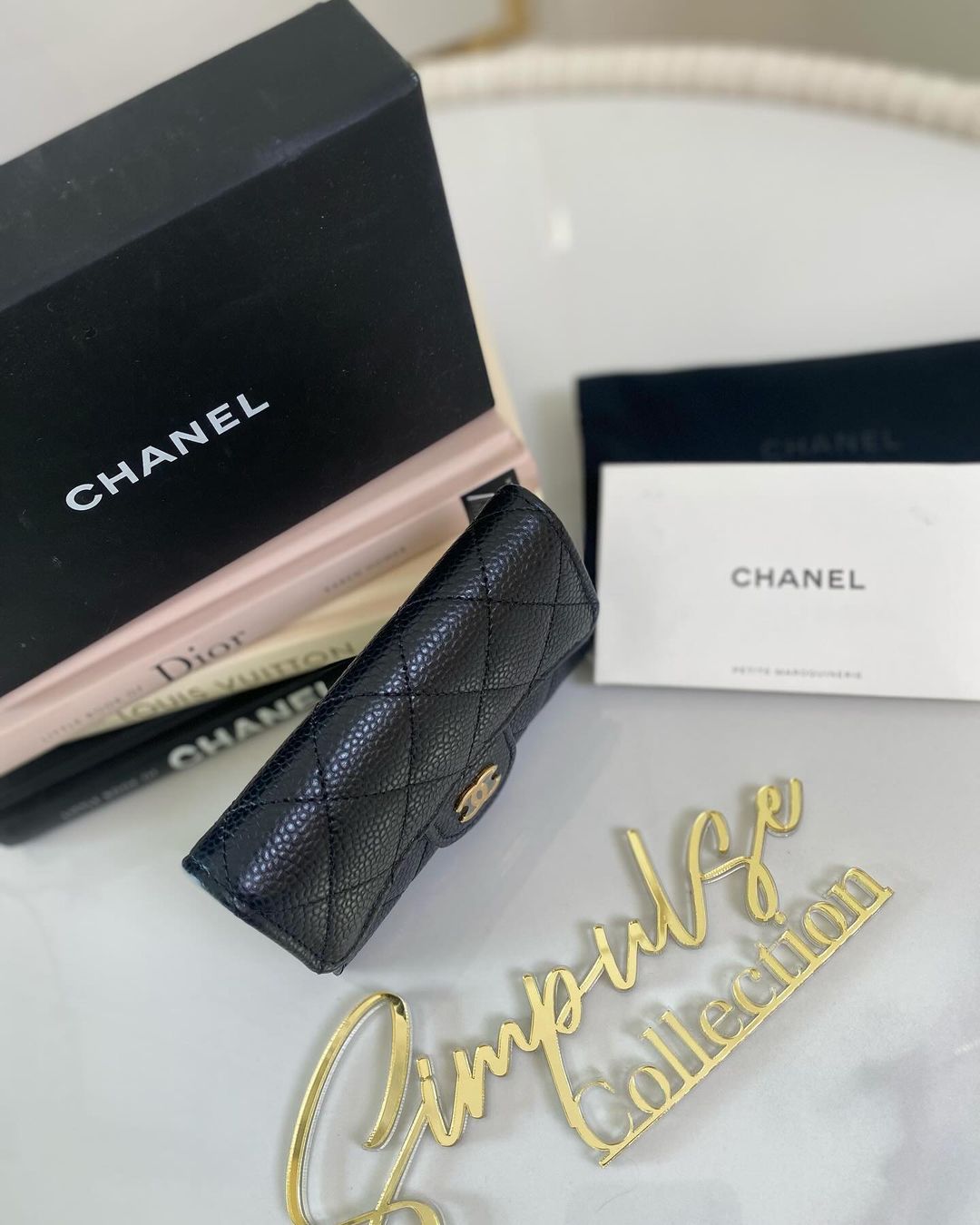 C Caviar Flap Cardholder