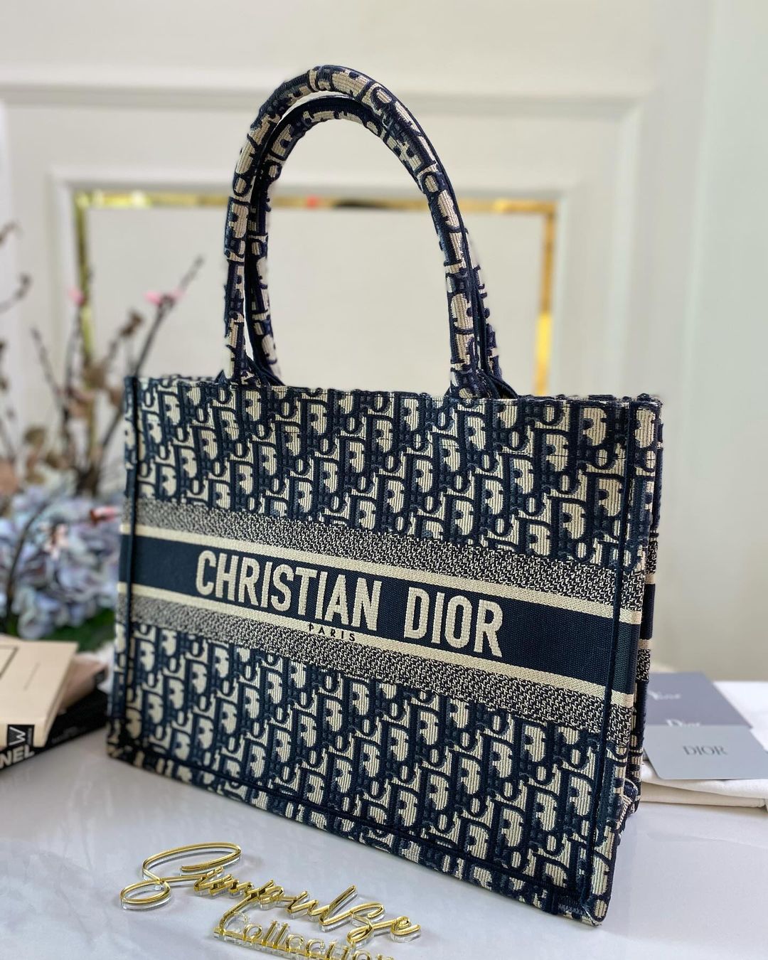 D Blue Oblique Medium BookTote