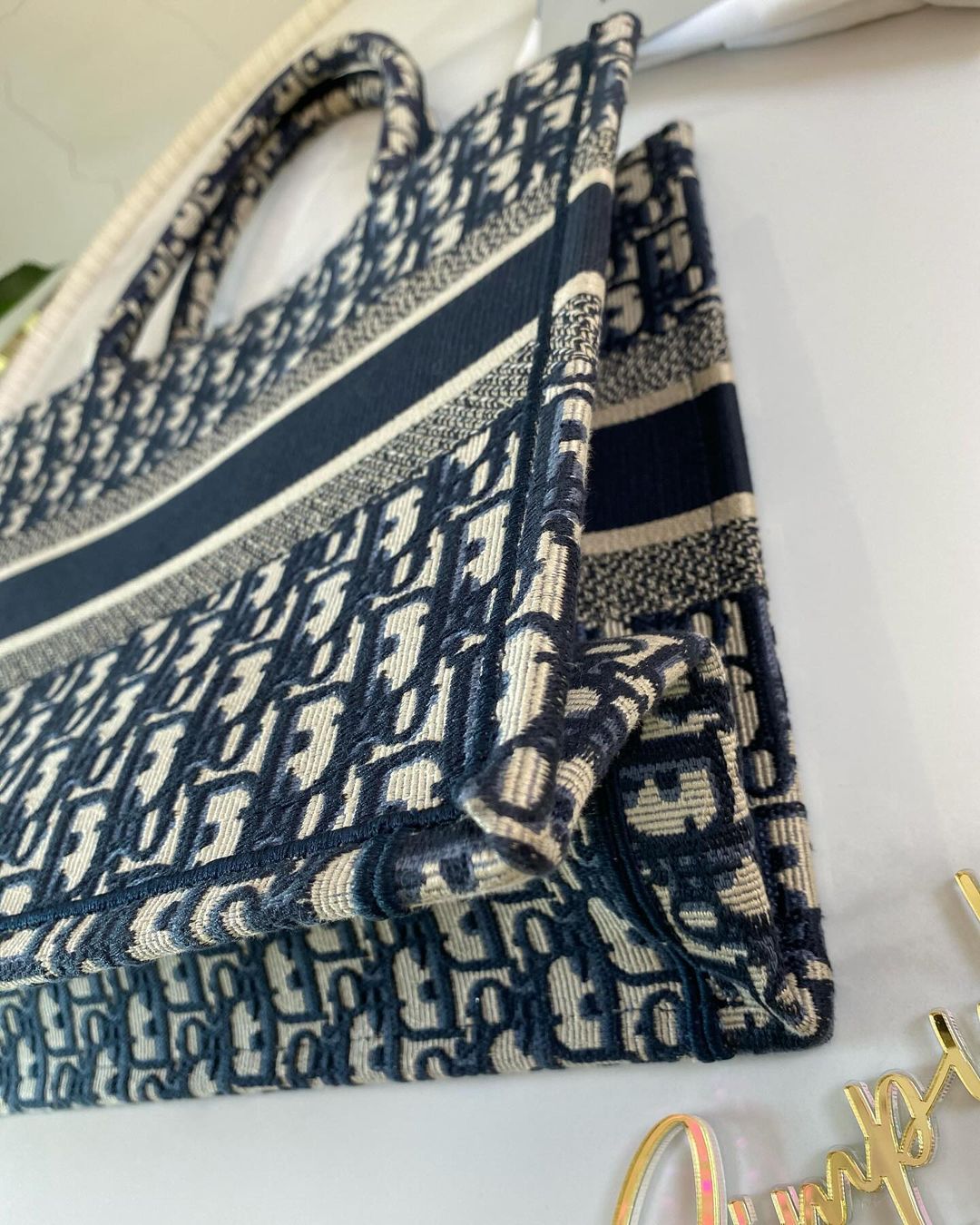 D Blue Oblique Medium BookTote