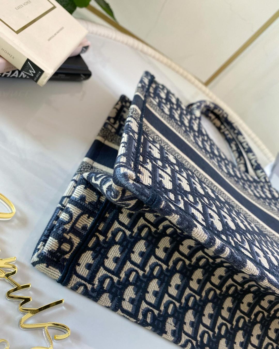 D Blue Oblique Medium BookTote