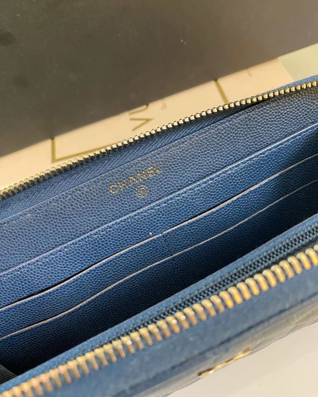 C Quilted Caviar Long Wallet