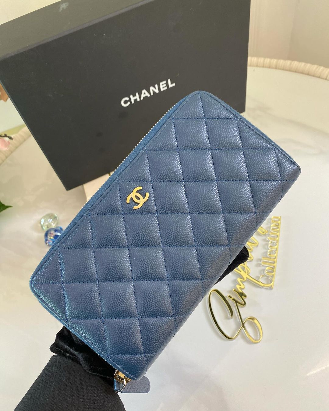 C Quilted Caviar Long Wallet