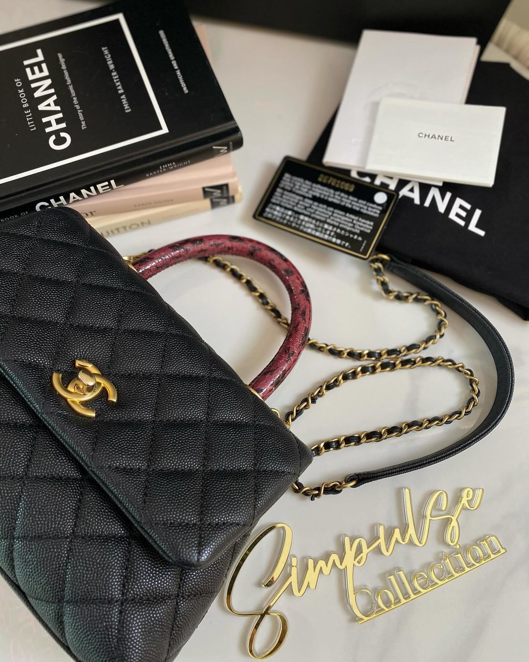 Chanel Coco Small Caviar GHW ( Exotic Handle)