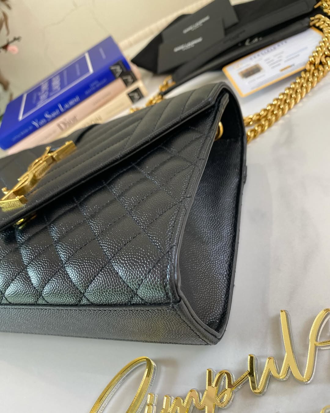 Y S L Medium Monogram Flap Bag GHW