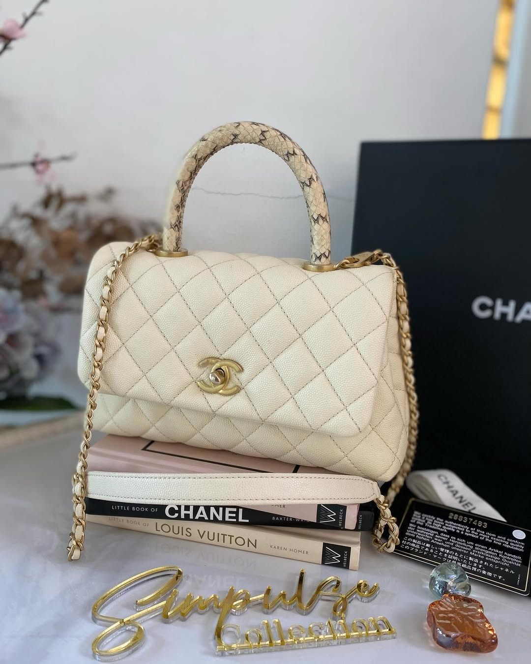 C Coco White Small GHW (Exotic Handle)