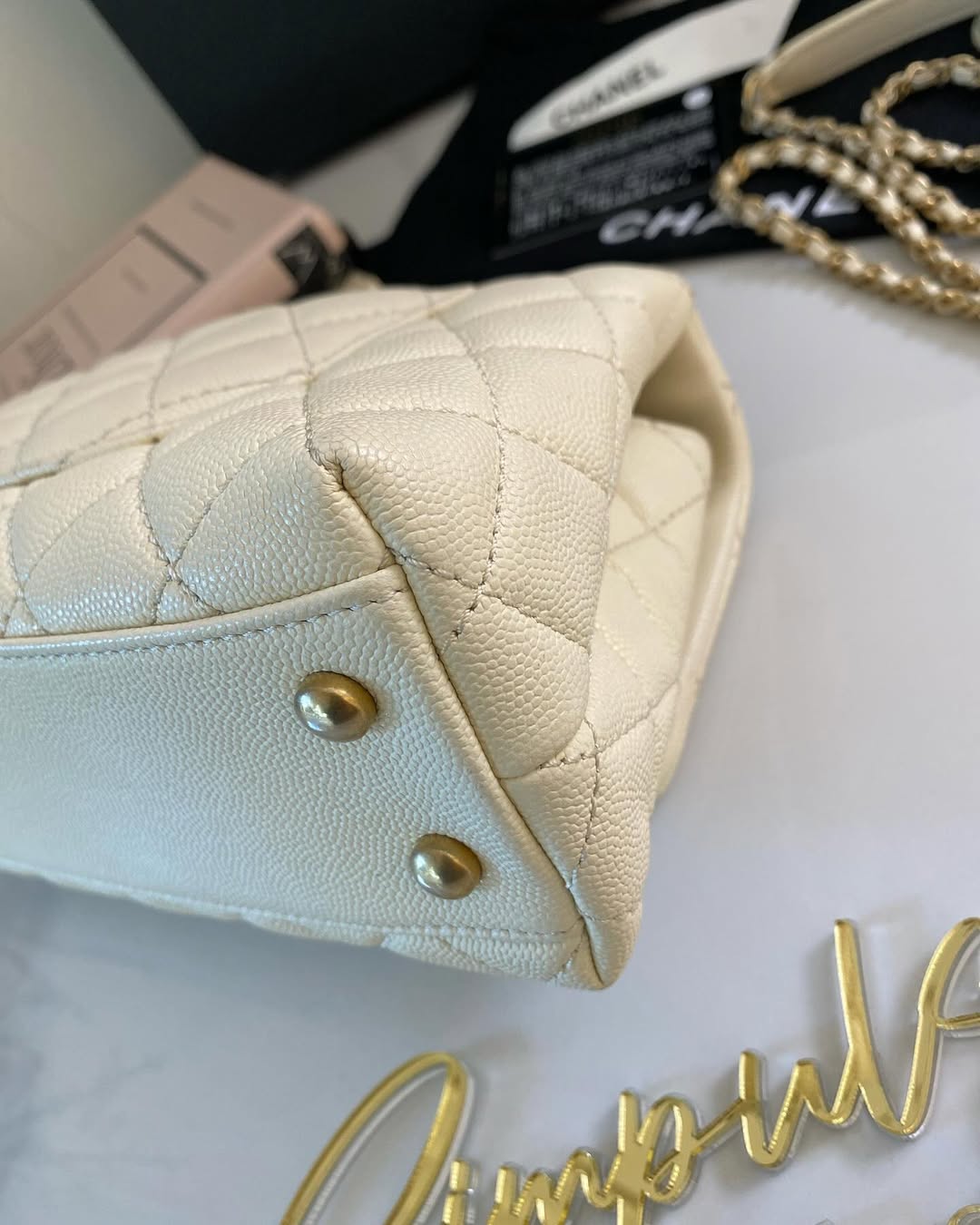 C Coco White Small GHW (Exotic Handle)